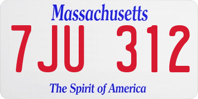 MA license plate 7JU312