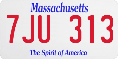 MA license plate 7JU313