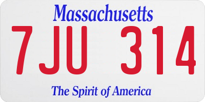MA license plate 7JU314