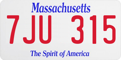 MA license plate 7JU315