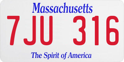MA license plate 7JU316