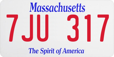 MA license plate 7JU317