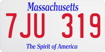 MA license plate 7JU319