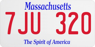 MA license plate 7JU320