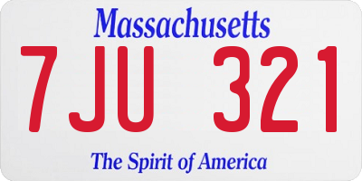 MA license plate 7JU321
