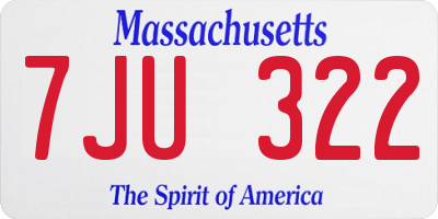 MA license plate 7JU322