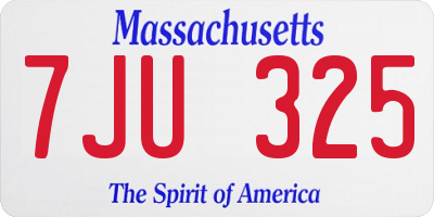 MA license plate 7JU325