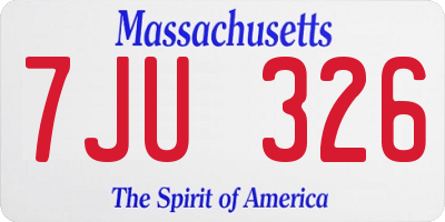 MA license plate 7JU326