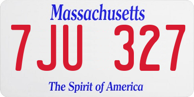 MA license plate 7JU327