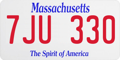 MA license plate 7JU330