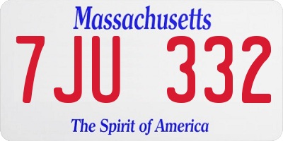 MA license plate 7JU332