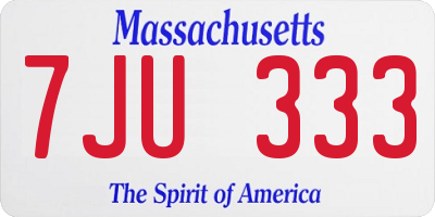 MA license plate 7JU333