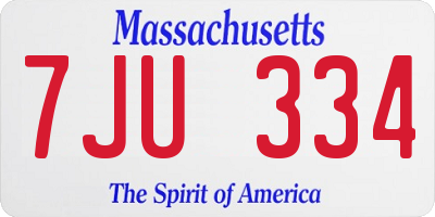 MA license plate 7JU334
