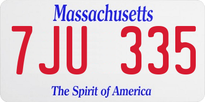 MA license plate 7JU335
