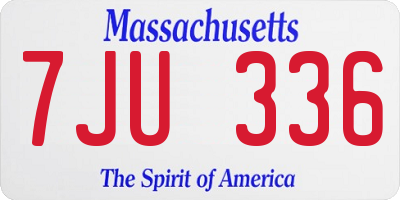 MA license plate 7JU336