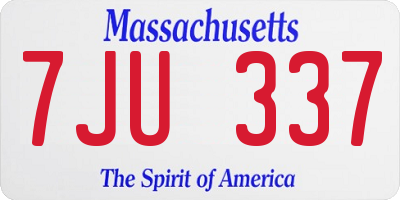 MA license plate 7JU337