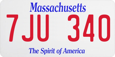 MA license plate 7JU340