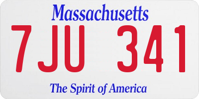 MA license plate 7JU341