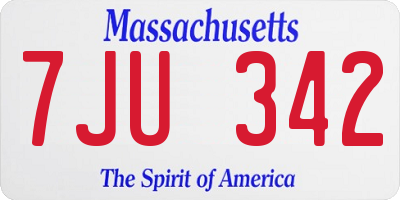 MA license plate 7JU342