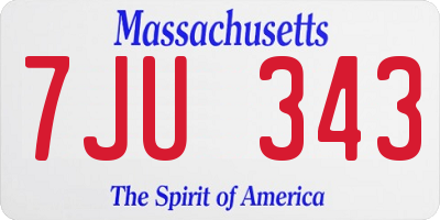 MA license plate 7JU343