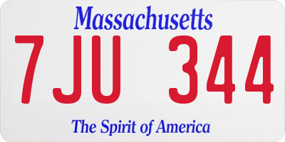 MA license plate 7JU344
