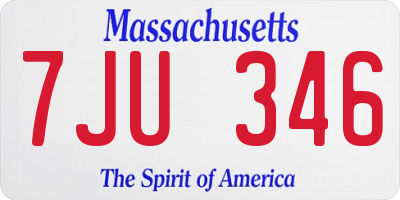 MA license plate 7JU346