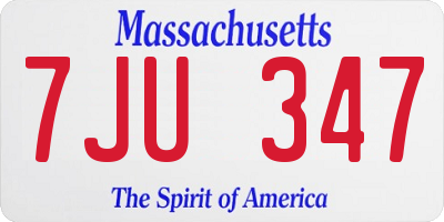 MA license plate 7JU347