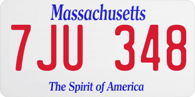 MA license plate 7JU348