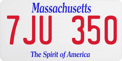 MA license plate 7JU350