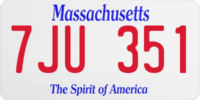 MA license plate 7JU351
