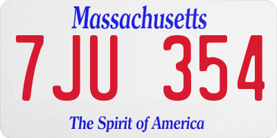 MA license plate 7JU354