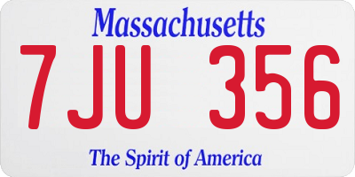 MA license plate 7JU356