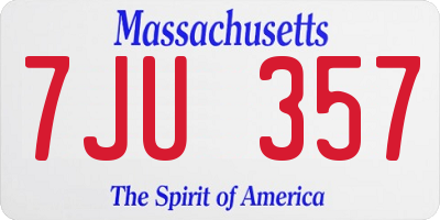 MA license plate 7JU357