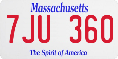 MA license plate 7JU360