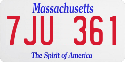 MA license plate 7JU361