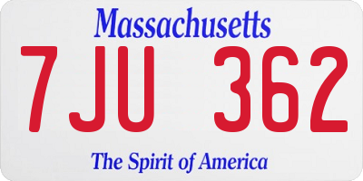 MA license plate 7JU362