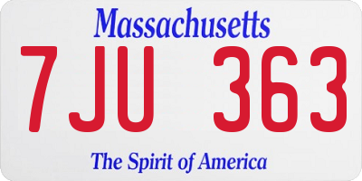 MA license plate 7JU363