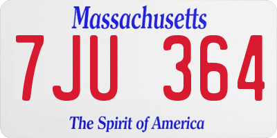 MA license plate 7JU364