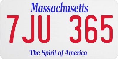 MA license plate 7JU365