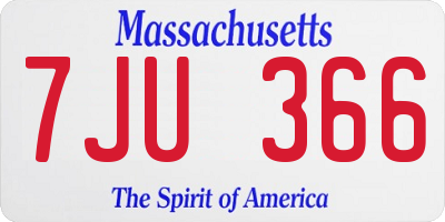 MA license plate 7JU366