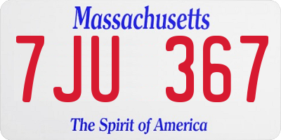 MA license plate 7JU367