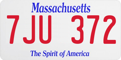 MA license plate 7JU372