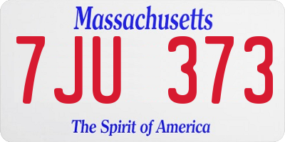 MA license plate 7JU373