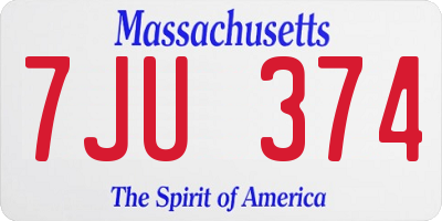 MA license plate 7JU374