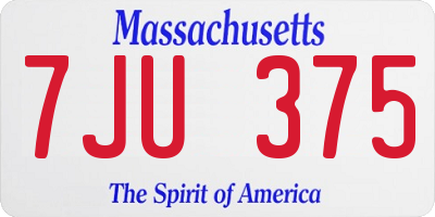MA license plate 7JU375