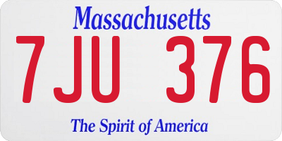 MA license plate 7JU376