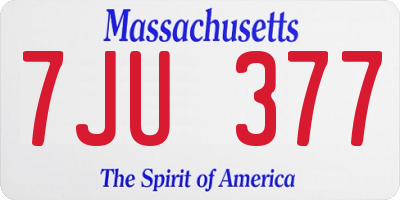 MA license plate 7JU377