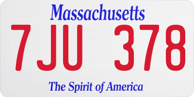 MA license plate 7JU378