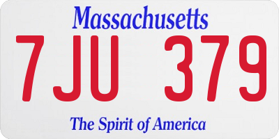 MA license plate 7JU379