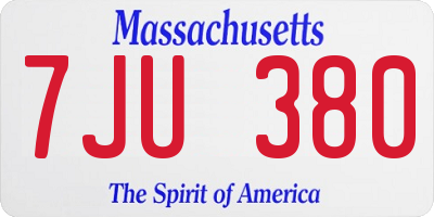 MA license plate 7JU380